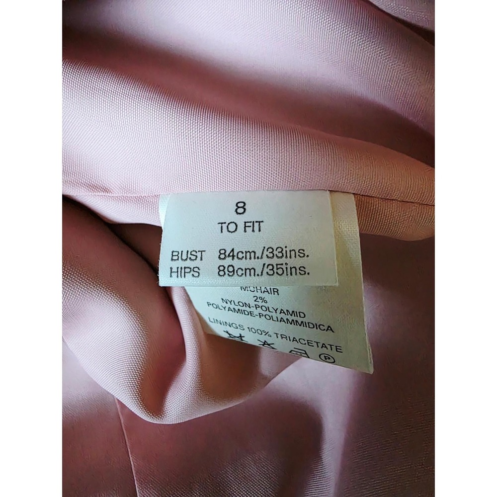 Jaeger 8 Vintage Women's Pink Chevron Blazer Jacket Great Britain Wool‎ Mohair - Picture 10 of 13